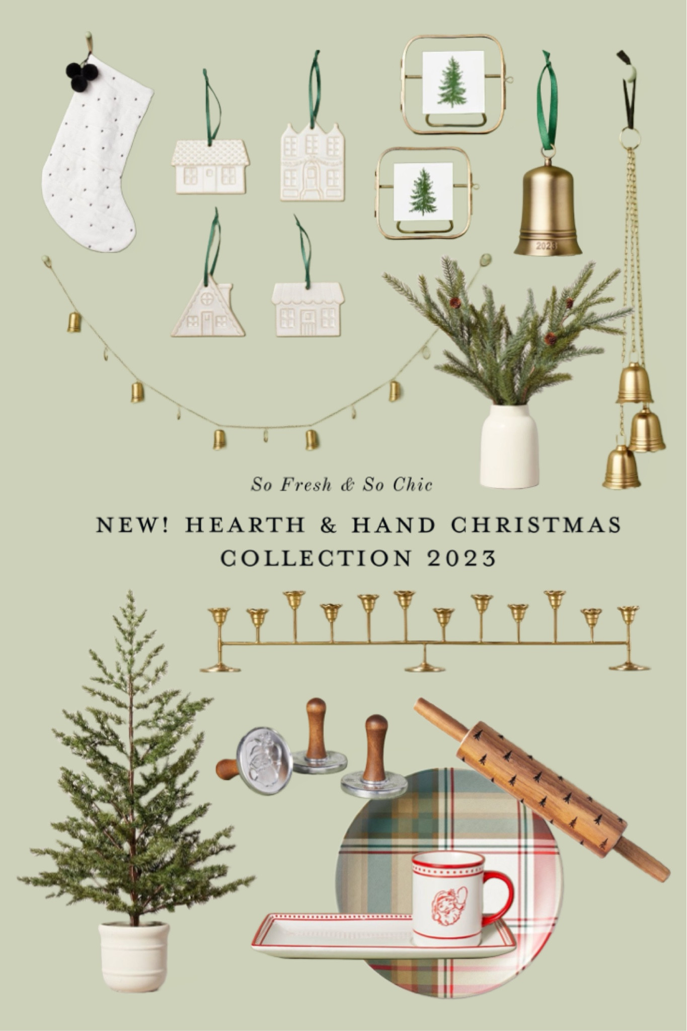 NEW! Hearth and Hand at Target Christmas collection!
-
Magnolia Christmas decor - affordable Christmas decor - gold bell garland - gold bells door hanger - tree frames gold - white ceramic house ornaments - porch Christmas tree - Christmas tree rolling pin - plaid melamine plate - cookie stamper Christmas - extra long 12 taper candle holder brass - white stocking with embroidered stars - porch Christmas tree - Santa cookies and milk plate and mug set 

#LTKHoliday #LTKfindsunder50 #LTKhome