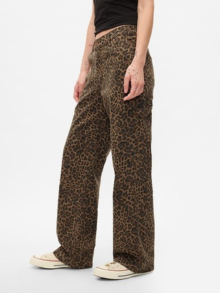 Mid Rise &amp;#39;90s Loose Cheetah Cargo Jeans | Gap (US)