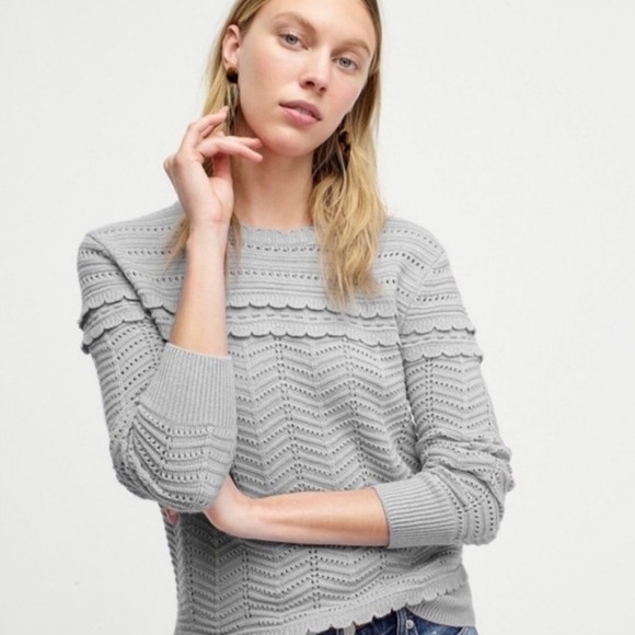 J. Crew Crewneck Scalloped Pointelle Sweater | Poshmark