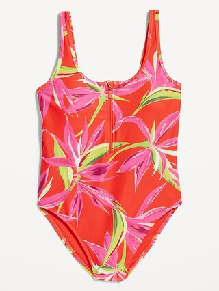 Half-Zip One-Piece Swimsuit for Women | Old Navy (US)
