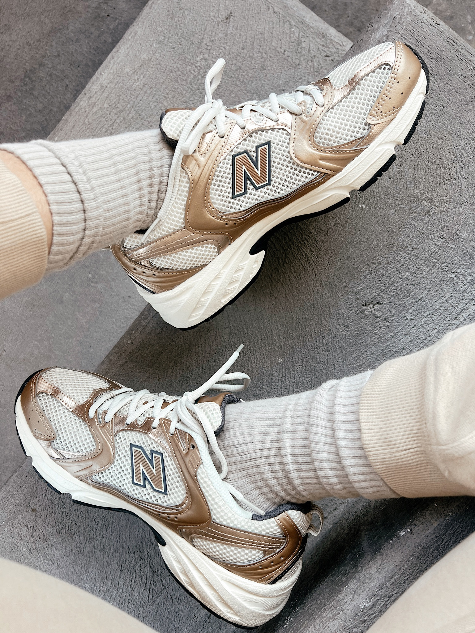 New Balance sneakers with gold detail restocked! 

#LTKstyletip #LTKshoecrush #LTKfindsunder100
