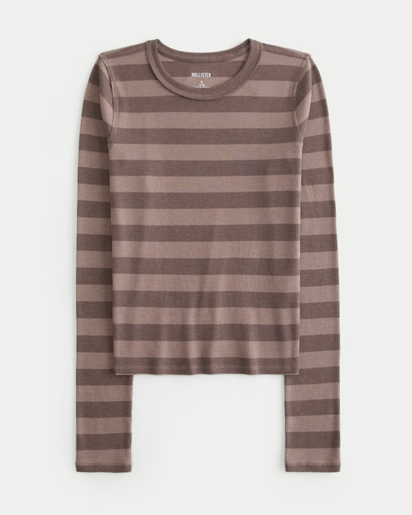 Ribbed Long-Sleeve Crew Top | Hollister (US)