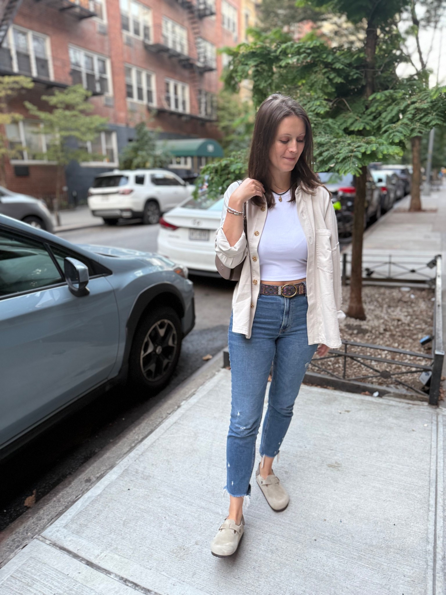 Fall OOTD | September Outfit | Style Over 30 | Vuori | Abercrombie | Abercrombie Denim | Jeans | Birkenstocks | NYC Looks | Clogs | Fall Shoes | Autumn Looks 

#LTKFallSale #LTKStyleTip #LTKSeasonal