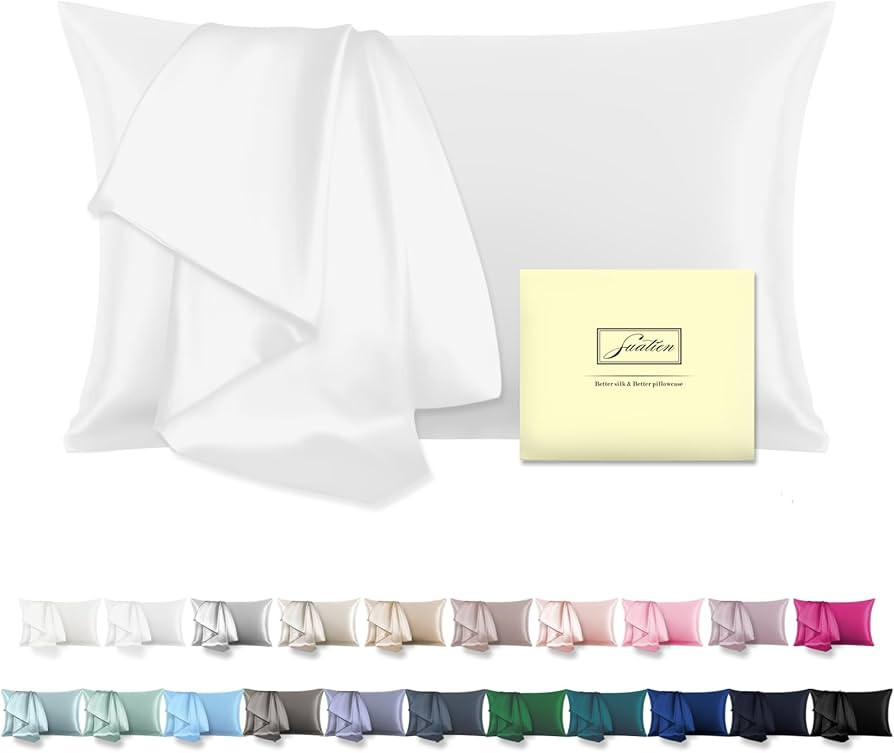 Natural Mulberry Silk Pillowcase for Hair and Skin Standard Size 20"X 26" Case with Hidden Zipper... | Amazon (US)