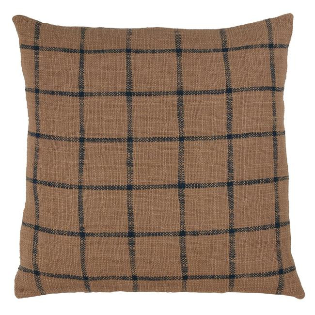 SARO 441.N20S 20 in. Square Cotton Throw Pillow with Checkered Design &amp; Down Filling - Natura... | Walmart (US)