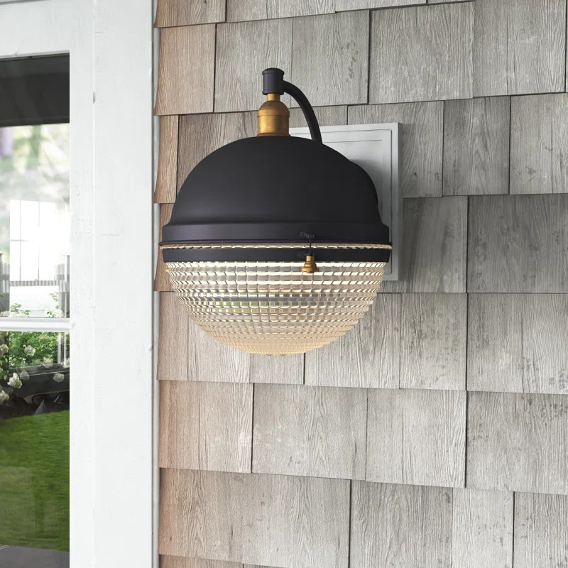 Scott Lake Oil Rubbed Bronze/Antique Brass 13.5'' H Outdoor Wall Lantern | Wayfair North America