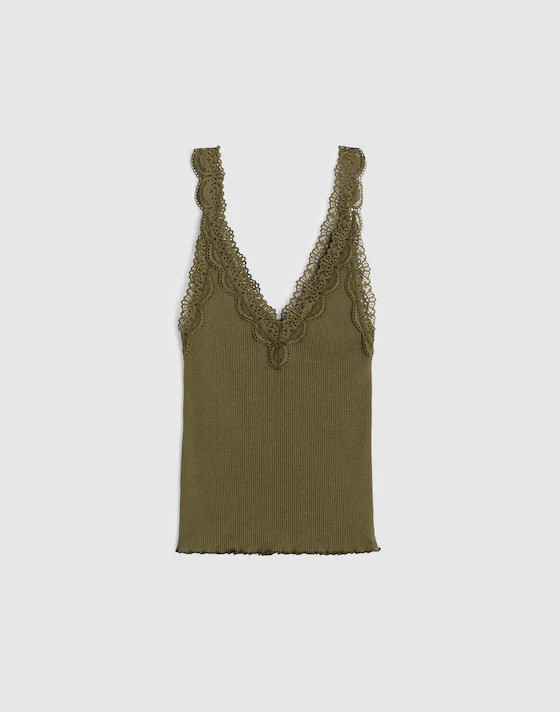 Lace-Trim Ribbed V-Neck Tank | Madewell