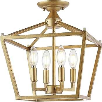 JONATHAN Y JYL7610B Plains Mini Lantern 12" 4-Light Iron Modern Farmhouse LED Flush Mount, Rustic... | Amazon (US)