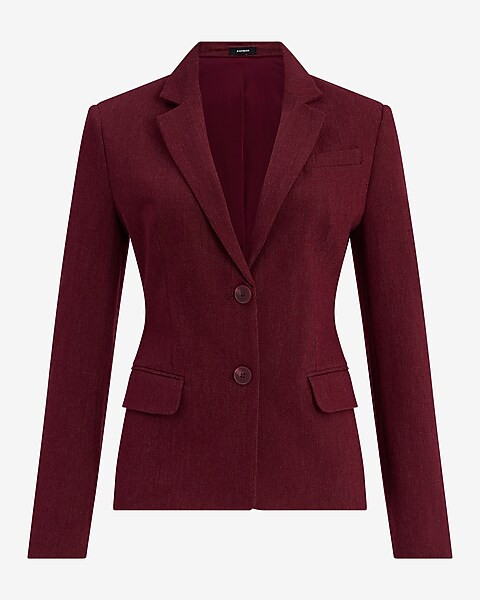 Editor Heathered Stretch Twill Fitted Two Button Blazer | Express