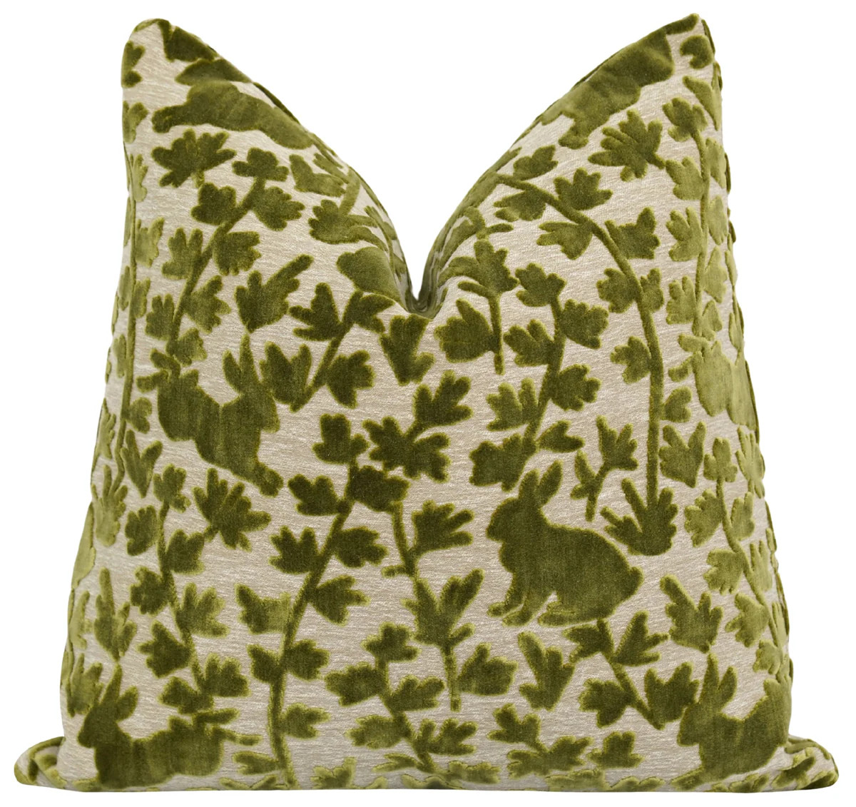 Bunnyvale Palm Green Cut Velvet Pillow Cover | Land of Pillows