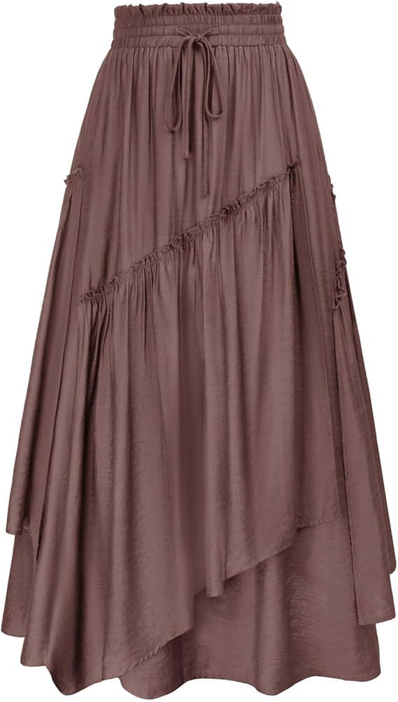 Scarlet Darkness Women Renaissance Layered Long Skirt Elastic High Waist Tiered Skirt with Pocket... | Amazon (US)