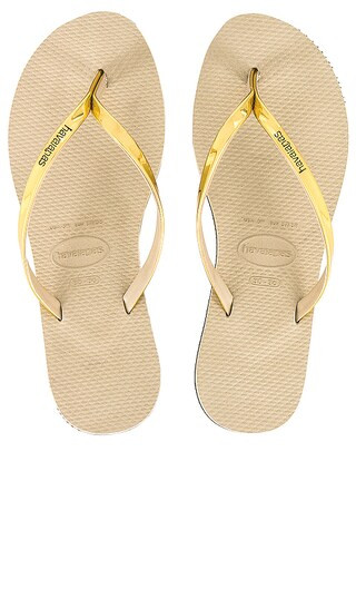 You Metallic Flip Flop in Golden Sand & Metallco | Revolve Clothing (Global)