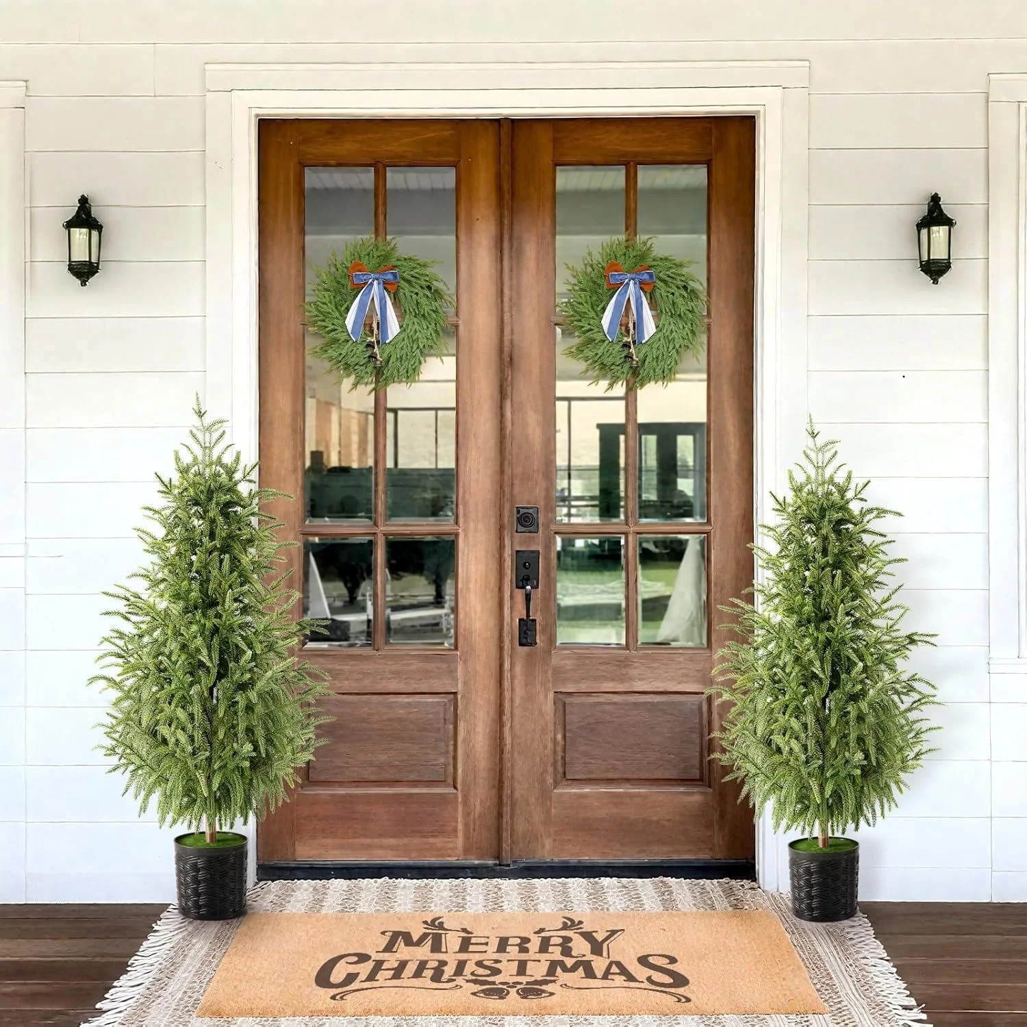 Christmas Decorations - Outdoor Christmas Tree - 2 Pack 2.6FT Artificial Norfolk Pine Tree - Xmas... | Walmart (US)