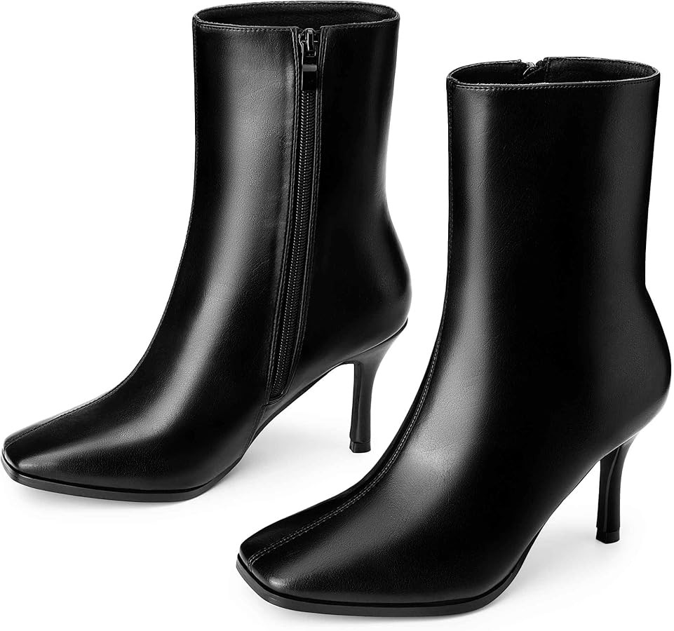 Perphy Square Toe Side Zip Stiletto High Heel Ankle Boots for Women | Amazon (US)
