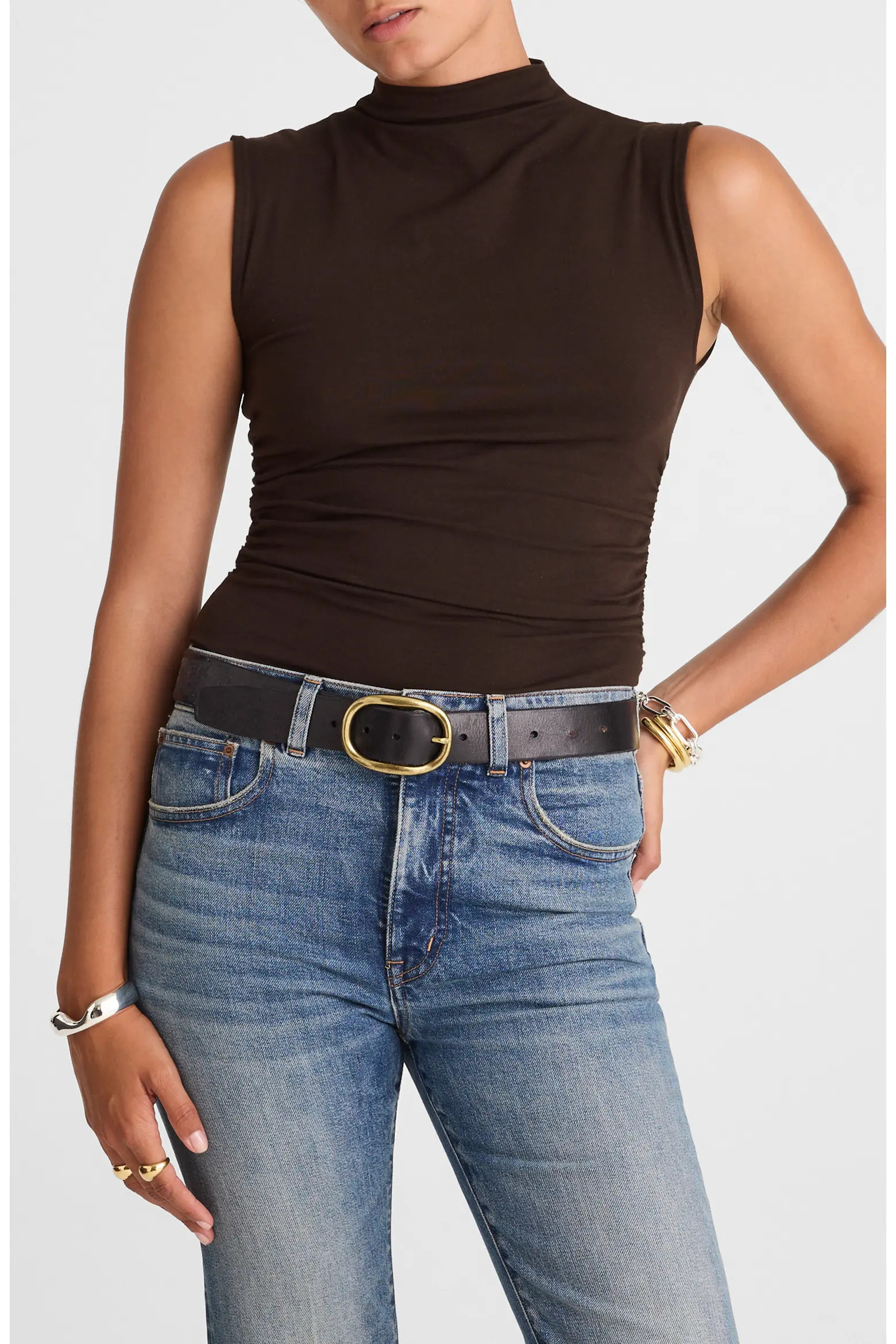 Ruched Mock Neck Sleeveless Top (Women) | Nordstrom | Nordstrom
