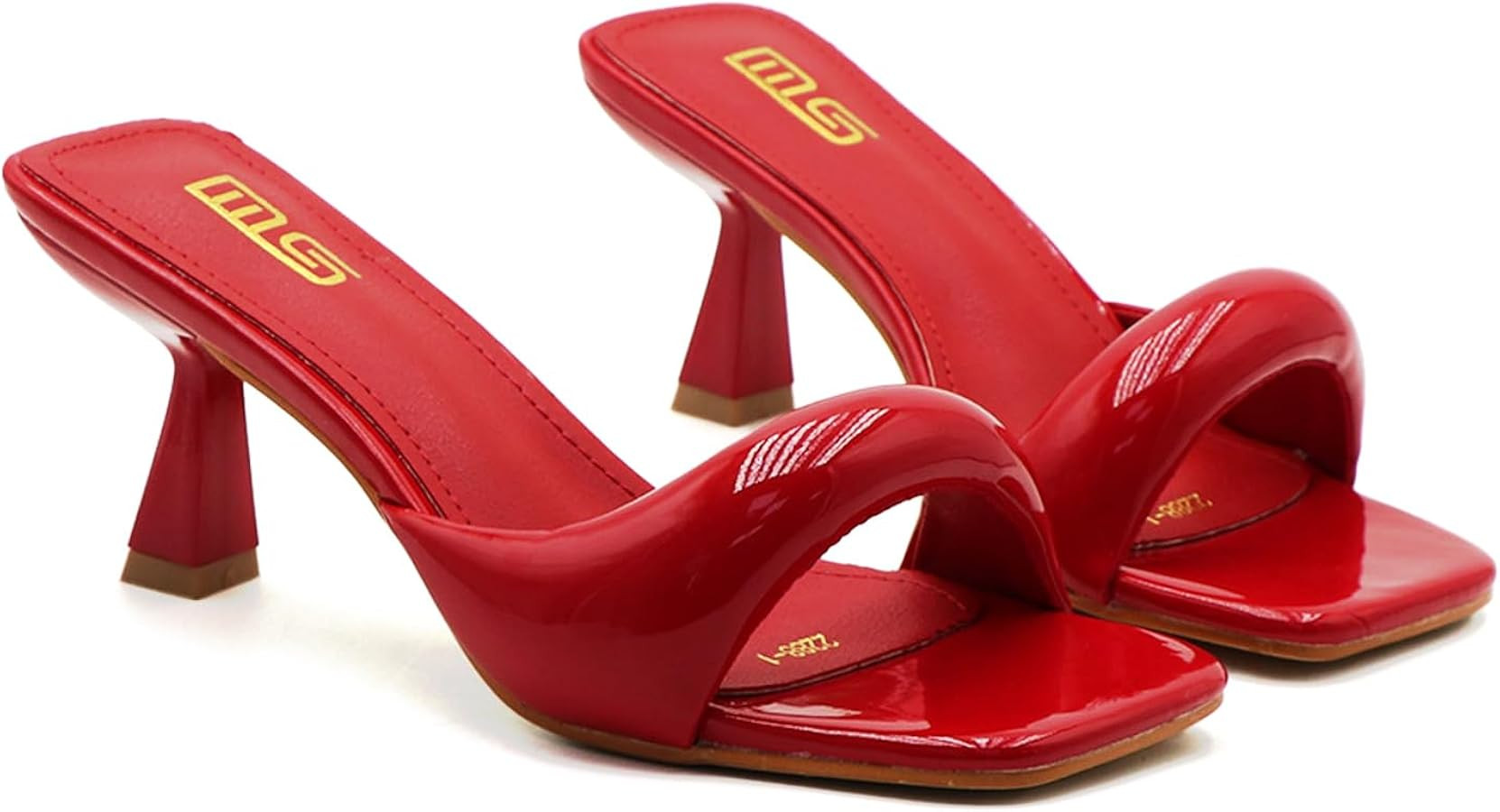 Kitten Heels Sexy Slides for Women'S Simple One-Band Square Open Toe Backless Soft-Soled Low Stil... | Amazon (US)