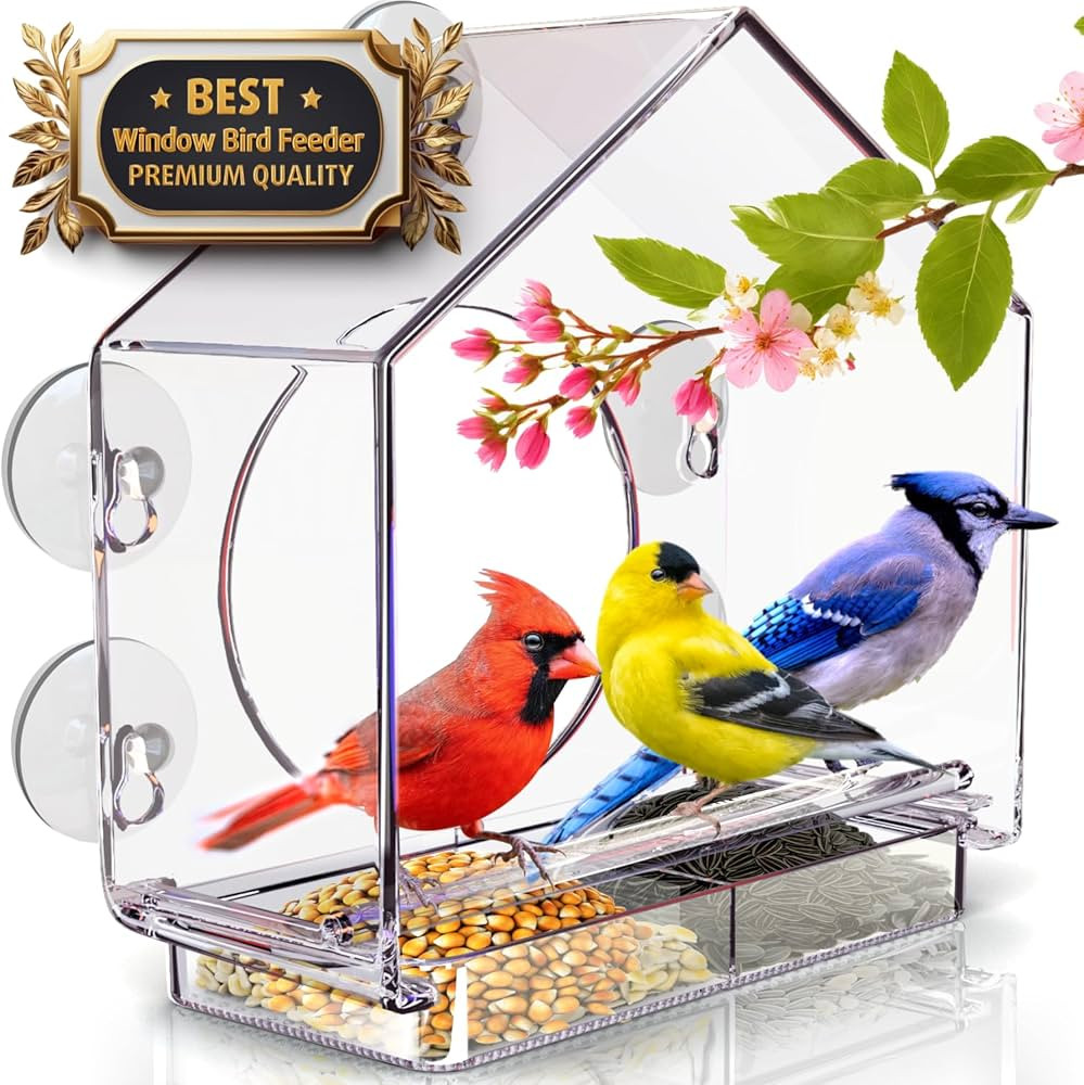Premium Window Bird Feeder for Outside - Clear Bird House w/Largest Window for Viewing Birds - Ea... | Amazon (US)