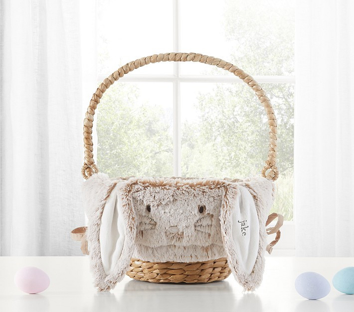 Long Ear Fur Bunny Easter Basket Liners | Pottery Barn Kids