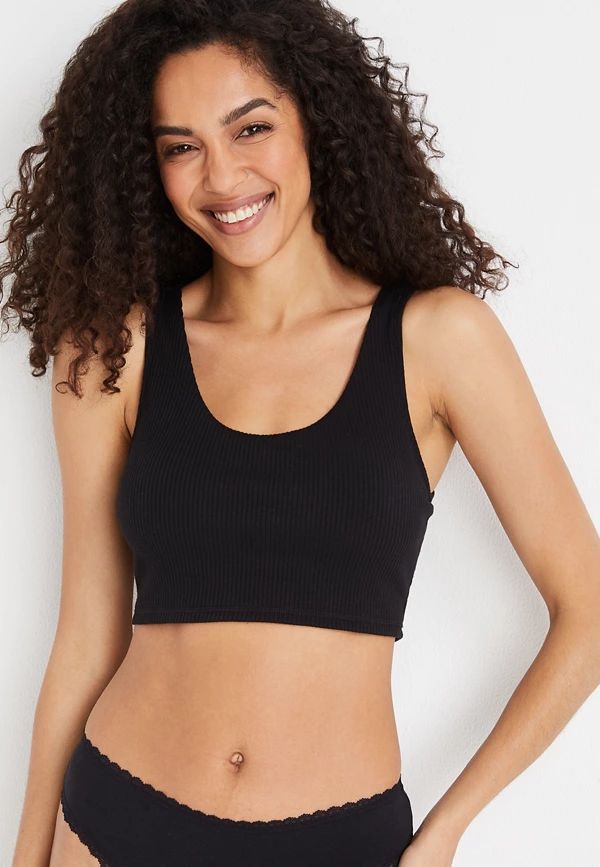 Simply Comfy Ribbed Longline Cotton Bralette | Maurices