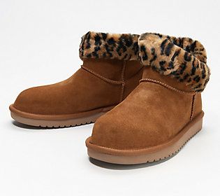 Koolaburra by UGG Faux Fur Mini Winter Boots- Dezi Cheetah | QVC