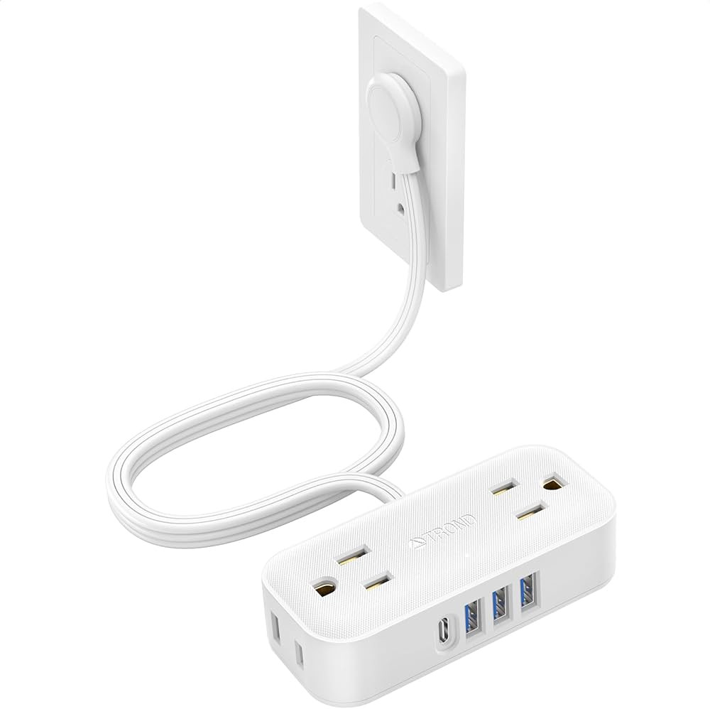 Amazon.com: Flat Plug Power Strip -Flat Plug Extension Cord, TROND Travel Power Strip with 4 USB ... | Amazon (US)