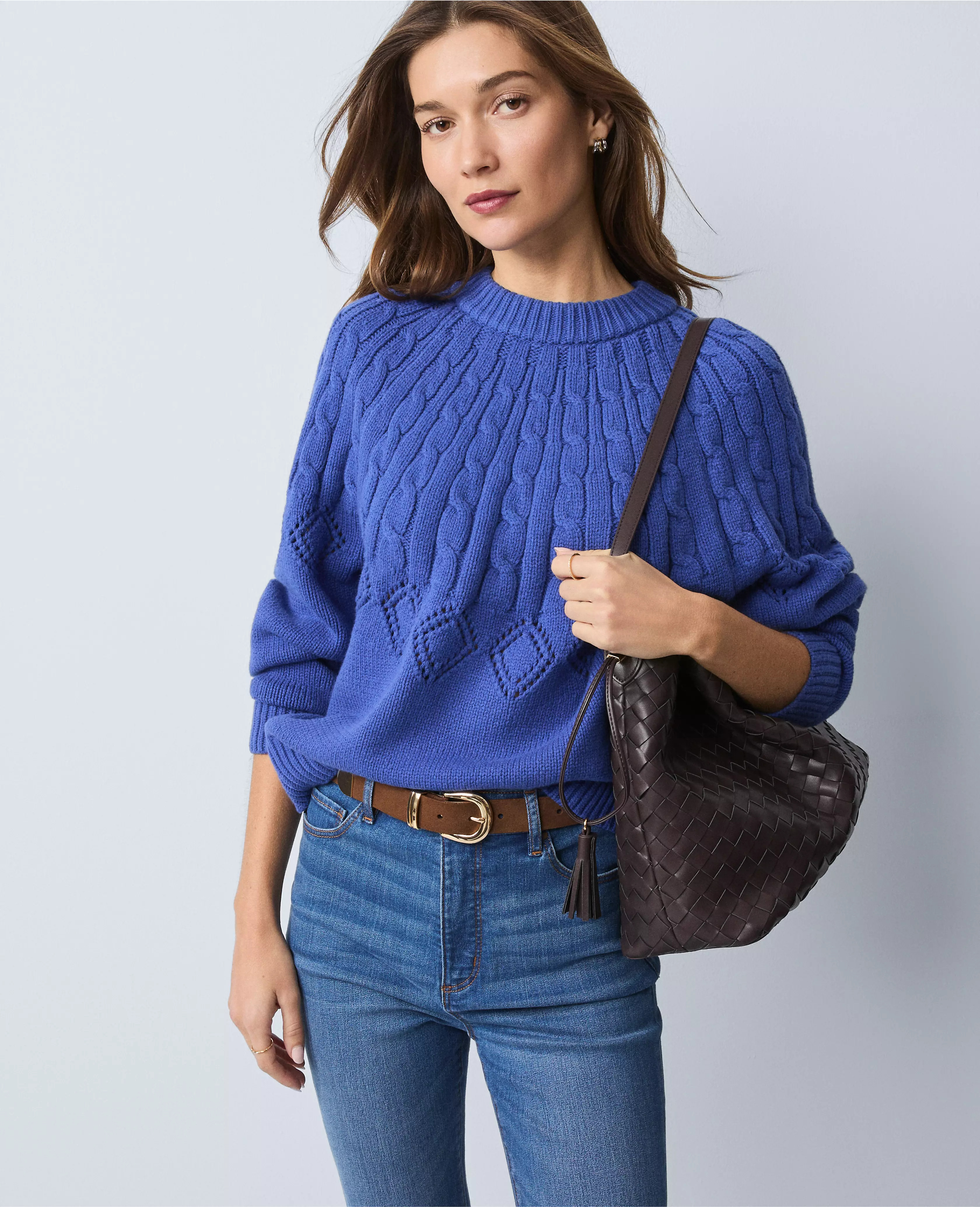Weekend Collection Mixed Stitch Sweater | Ann Taylor