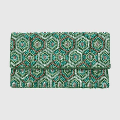 La Chic Designs Hexagonal Turquoise Beaded Clutch | Target