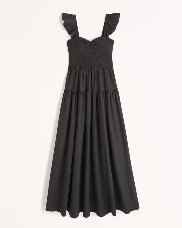 Women's Ruffle Strap Smocked Maxi Dress | Women's New Arrivals | Abercrombie.com | Abercrombie & Fitch (US)