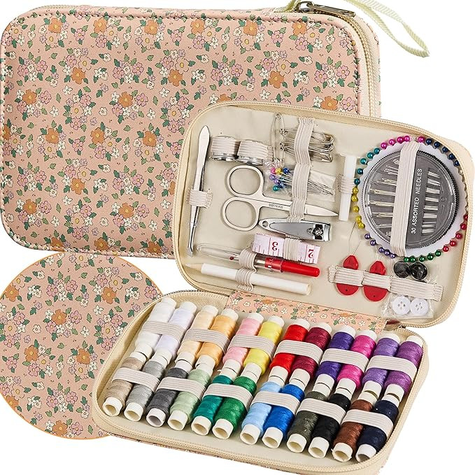 Sewing Project Kits Floral Pattern Sewing Kit with 130PCS Sewing Supplies Accessories,Printing Se... | Amazon (US)