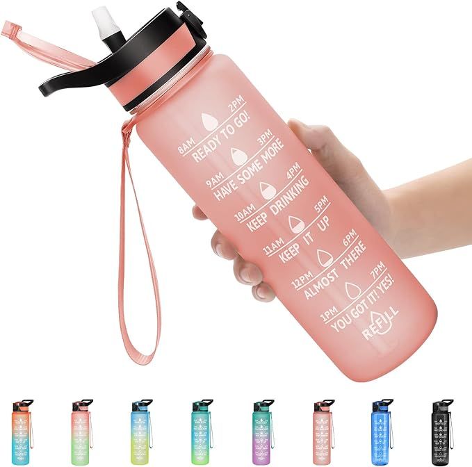PASER Motivational Water Bottle 32 oz with Straw & Time Marker, BPA Free & Leakproof Tritan Porta... | Amazon (US)
