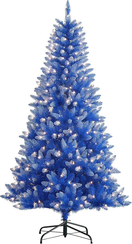 Puleo International Pre-Lit 6.5' Artificial Christmas Tree with 300 Lights, Blue | Amazon (US)