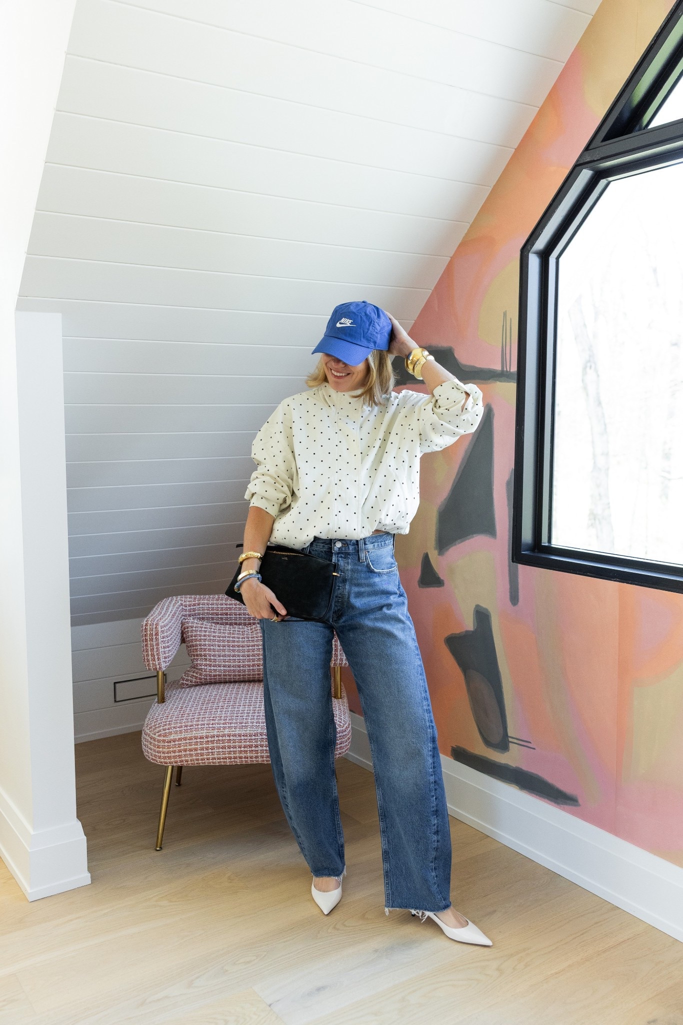 Sporty + Chic 
Small jacket
Denim TTS 
Heels TTS 