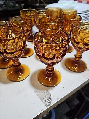 Set of 11 Vtg Amber Indiana Glass Kings Crown Thumbprint Wine Cordial 4.5x2.5" | eBay US
