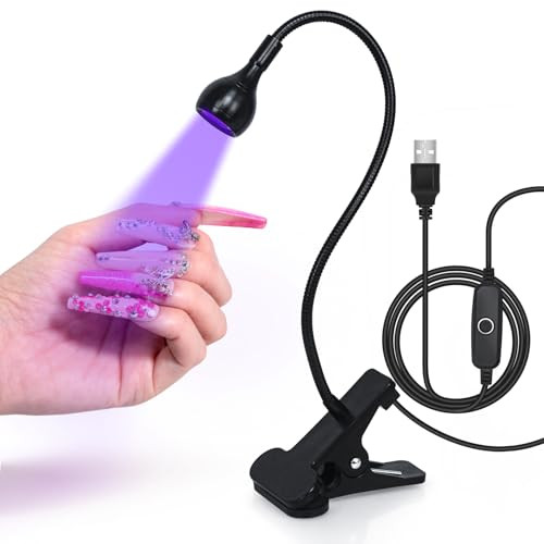 krofaue UV LED Nail Lamp, UV Light for Nails 3W 5V UV Lamp for Gel Nails with 4 Levels Setting Gooseneck Lamp Clip Professional Nail Dryer for Gel Polish Curing Nail Tips Art Tools Accessories | Amazon (US)