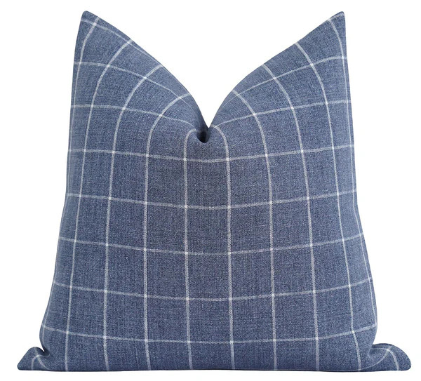 Bishop Dusk Blue Plaid Pillow | Land of Pillows