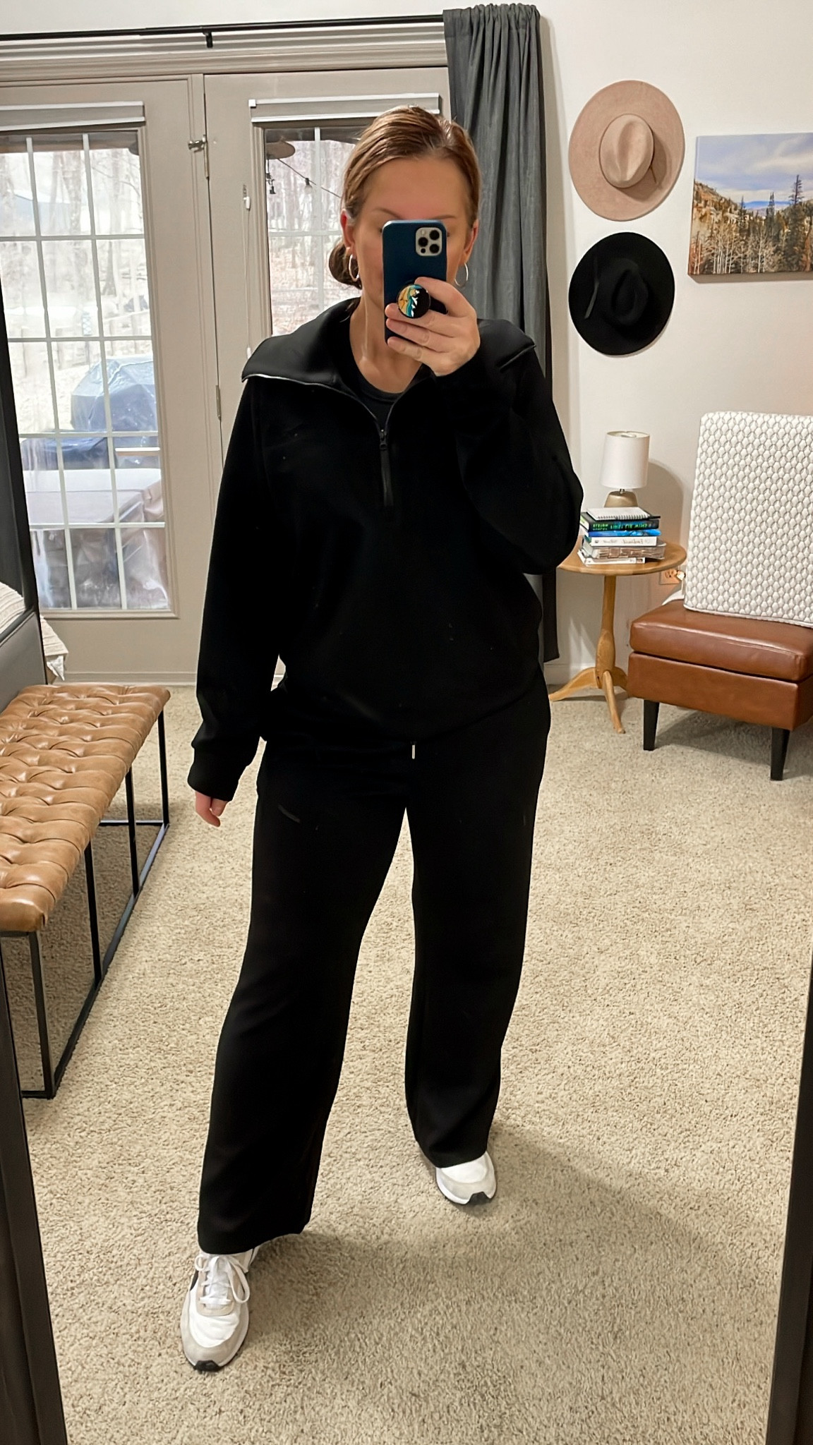 Amazon Loungewear set. Wide legs pants with pockets and drawstring elastic waistband. 3/4 zip pullover. 

5’8”.  Wearing size large. 

#LTKmidsize #LTKsalealert #LTKfitness