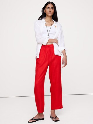 The Getaway Straight-Leg Pull-On Pant in Linen | Banana Republic (CA)