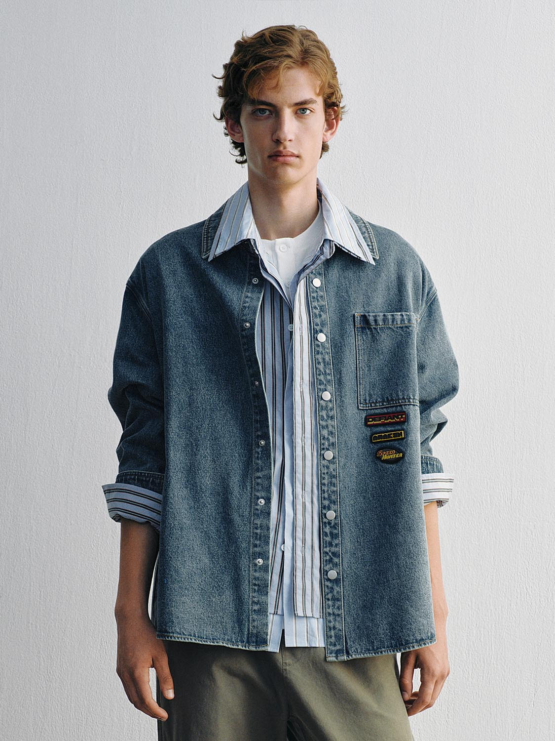 Patchwork Pocket Denim Shirt | Urban Revivo