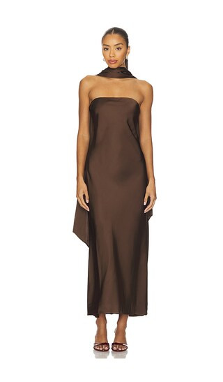 x REVOLVE Mel Midi Dress in Chocolate Brown | Revolve Clothing (Global)