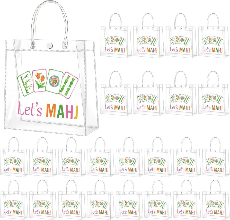 Motiskyy 24 Pcs Mahjong Gift Bags Clear PVC Waterproof Tote Handbag | Amazon (US)