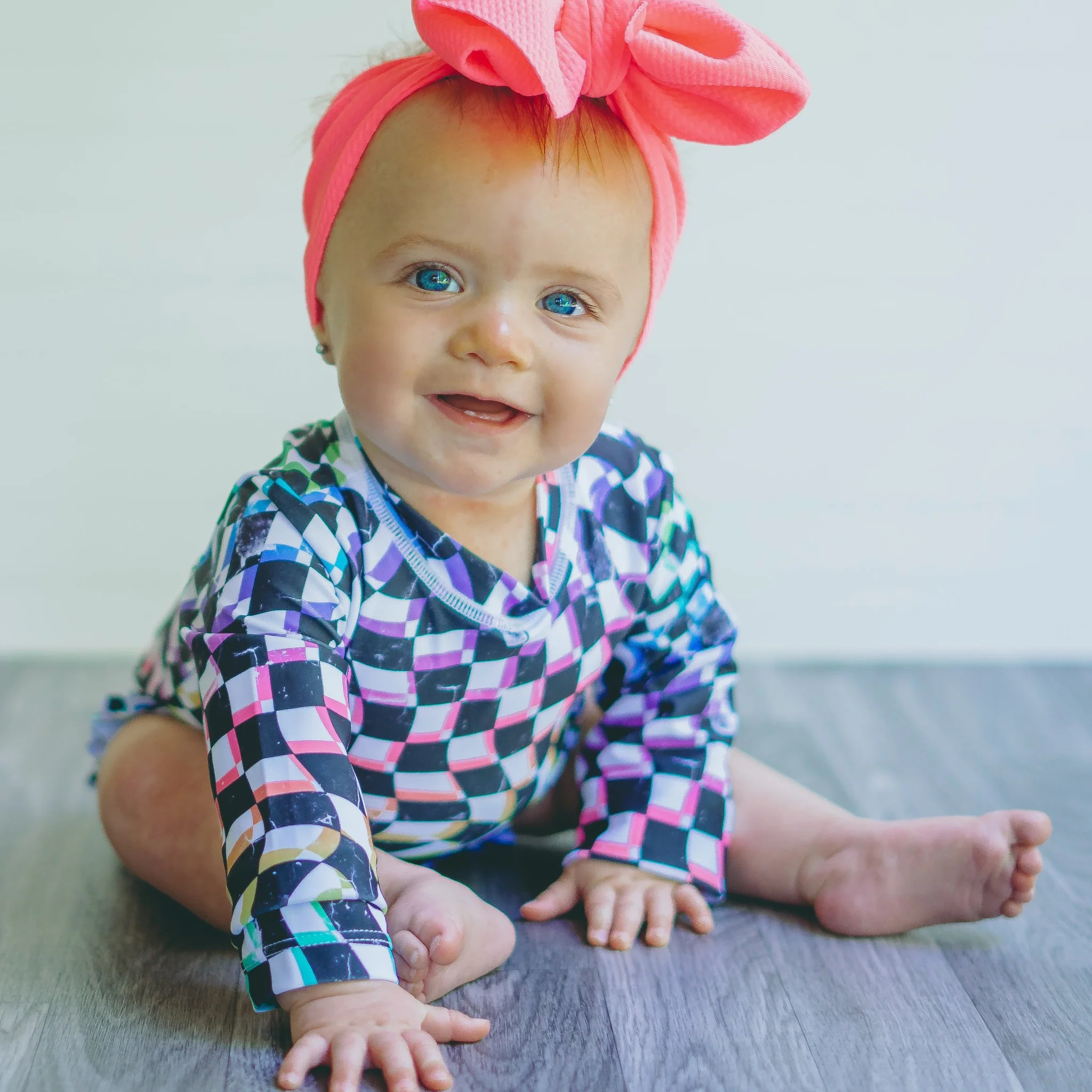 RUFFLE RASH GUARD- Neon Check | millie + roo