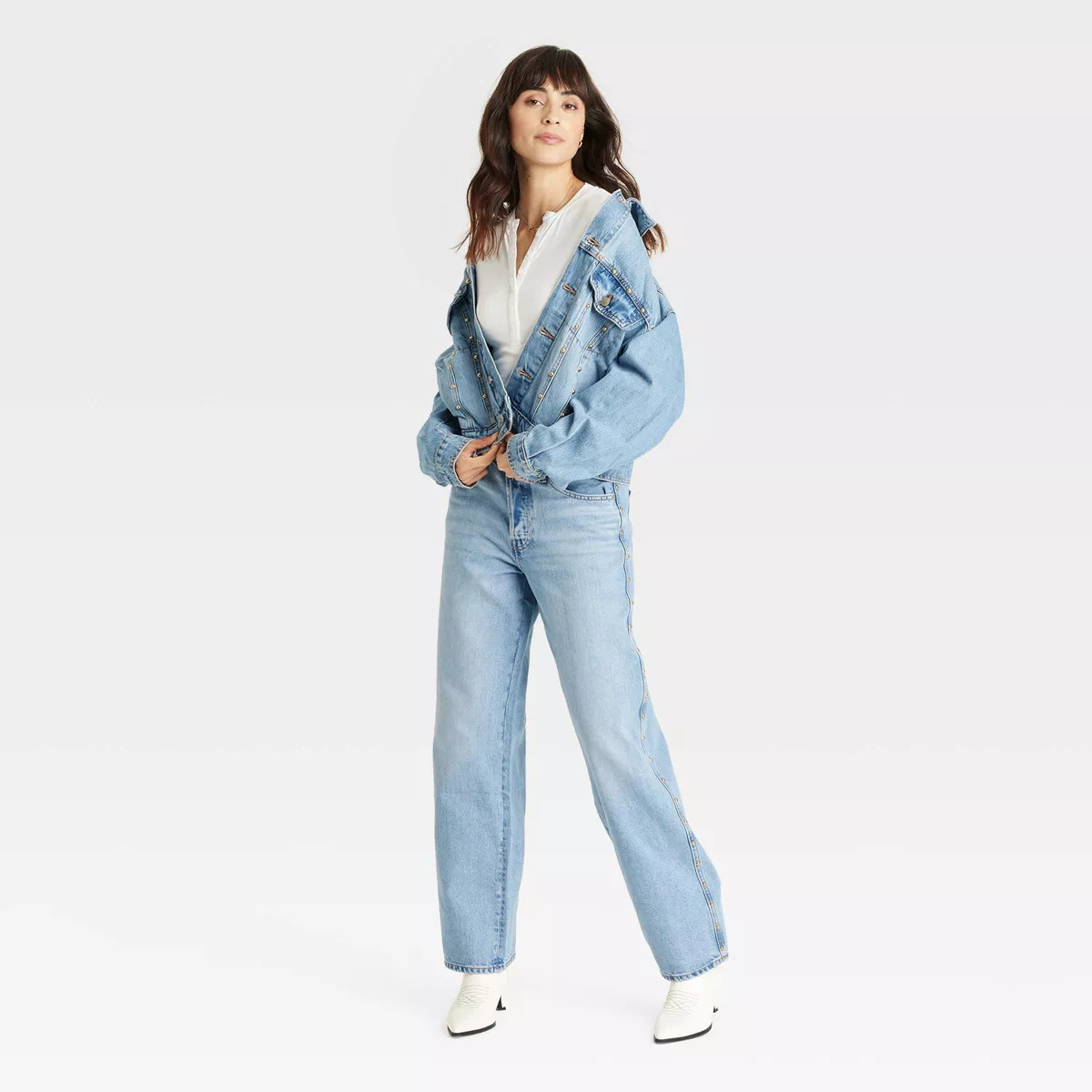 Women's Mid-Rise Studded 90's Baggy Jeans - Universal Thread™ Blue | Target