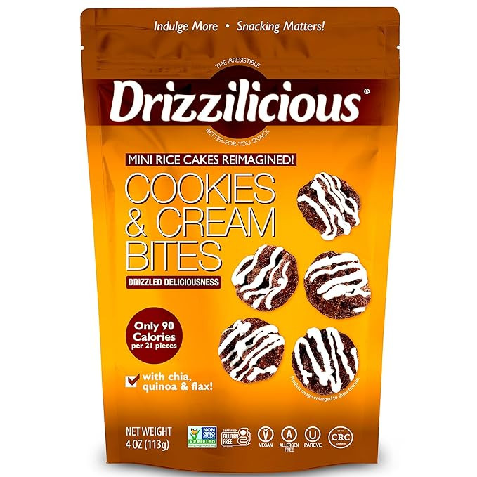Drizzilicious Mini Flavored Rice Cakes Cookies & Cream - Rice Crisps, Healthy Snack for Adults an... | Amazon (US)