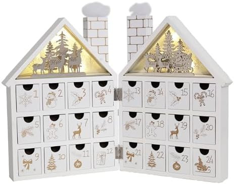 Wooden Christmas Advent Calendar House with 24 Drawers and Led Lights Countdown Calendars for Chr... | Amazon (US)