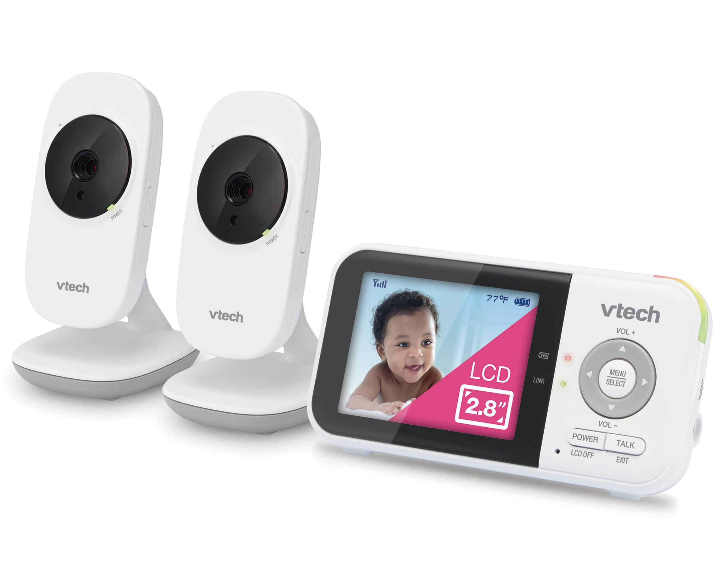 VTech VM819-2 Baby Monitor, 2.8” Screen, 2 Cameras, 1000ft Range, Night Vision, 2-Way Audio, Te... | Amazon (US)