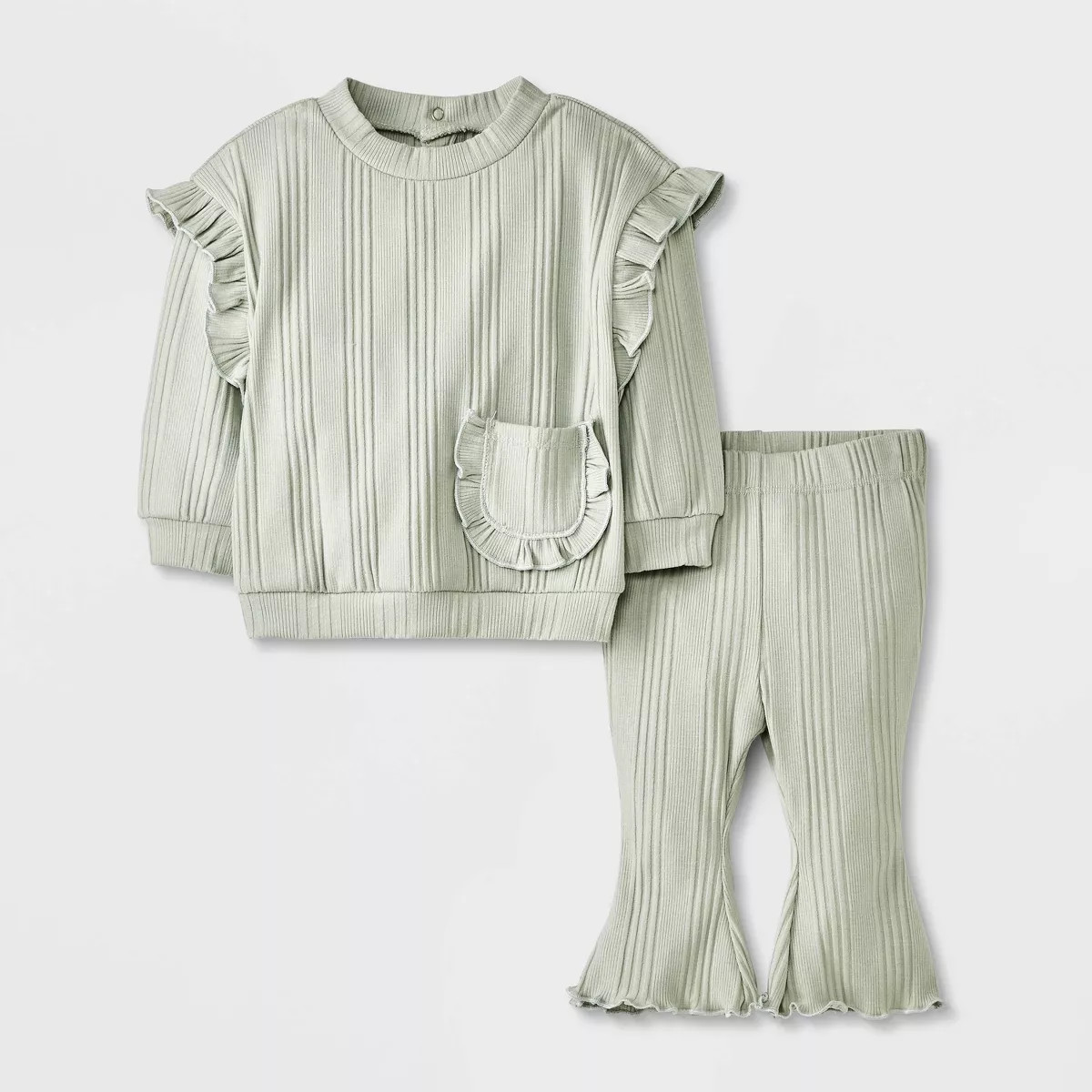 Grayson Mini Baby Girls' Mint Ruffle Pullover Set - Green | Target