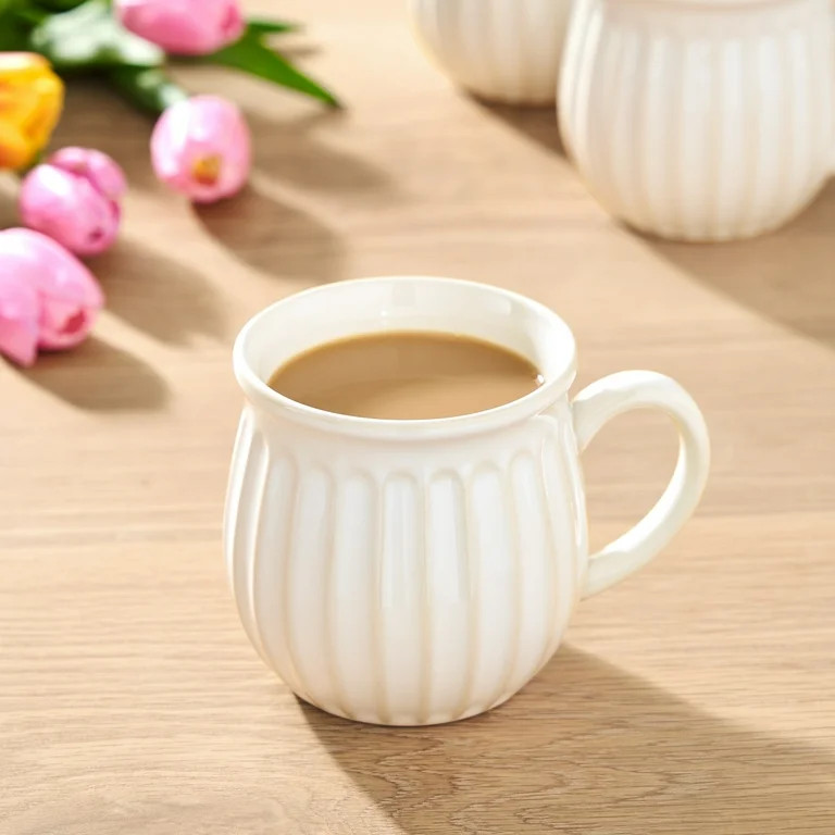 The Pioneer Woman Colette 12 oz Cream Stoneware Mugs, Set of 4 | Walmart (US)