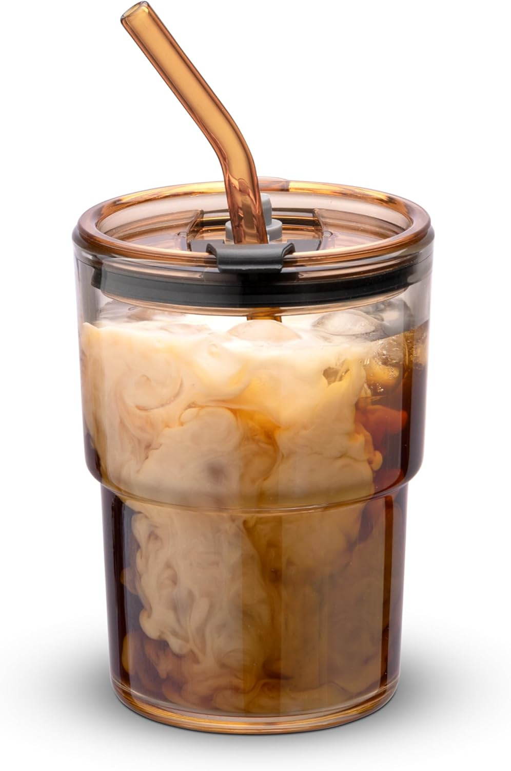 BLUEPOLAR 13oz/400ml Tumbler Water Glass, Cups with Straw and Lid Sealed Carry on for Coffee, Iced Tea, Thick Wall Insulated Glass Cup (Amber)… | Amazon (US)