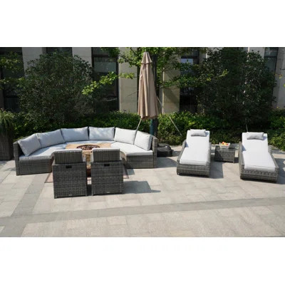 Kenna Wicker/Rattan 10 - Person Seating Group With Cushions | Wayfair North America