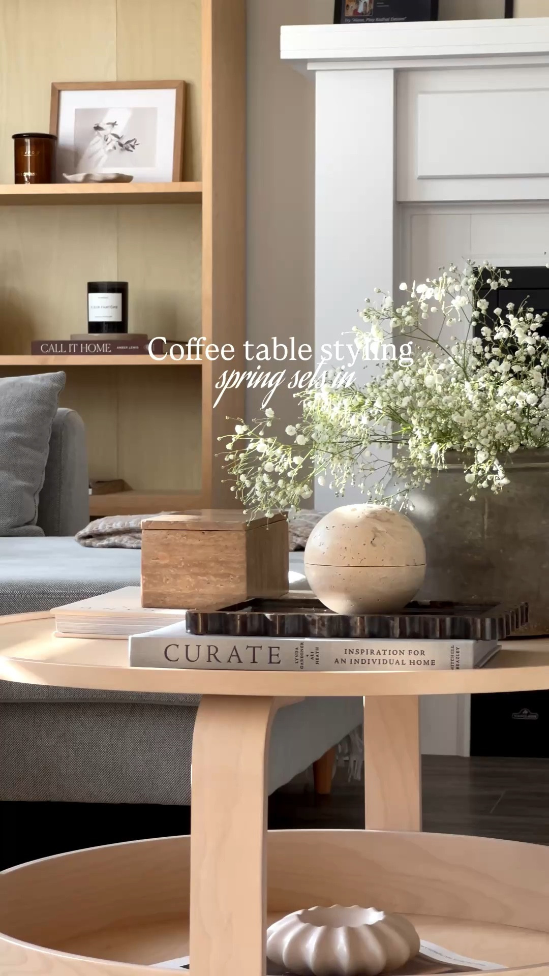 A soft spring reset 🌿 //follow and comment STYLE for links 💌

I started by layering a few books to add some height, brought in few intentional pieces — a travertine box to keep things tucked away, a scalloped marble tray to anchor candles and coasters, added this travertine incense burner to gently scent the space, and finished with my favorite vase filled with fresh spring blooms. 

The way the light pours in just brings everything to life, casting a warm, effortless glow to the space ✨

#coffeetablestyling #amazonhomefinds #spring

#LTKstyletip #LTKhome #LTKcanada